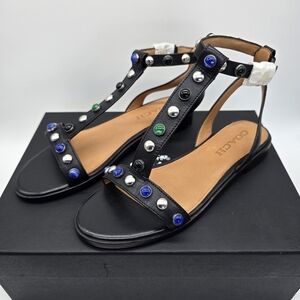 Coach Black Sandals with Blue and Green Accents